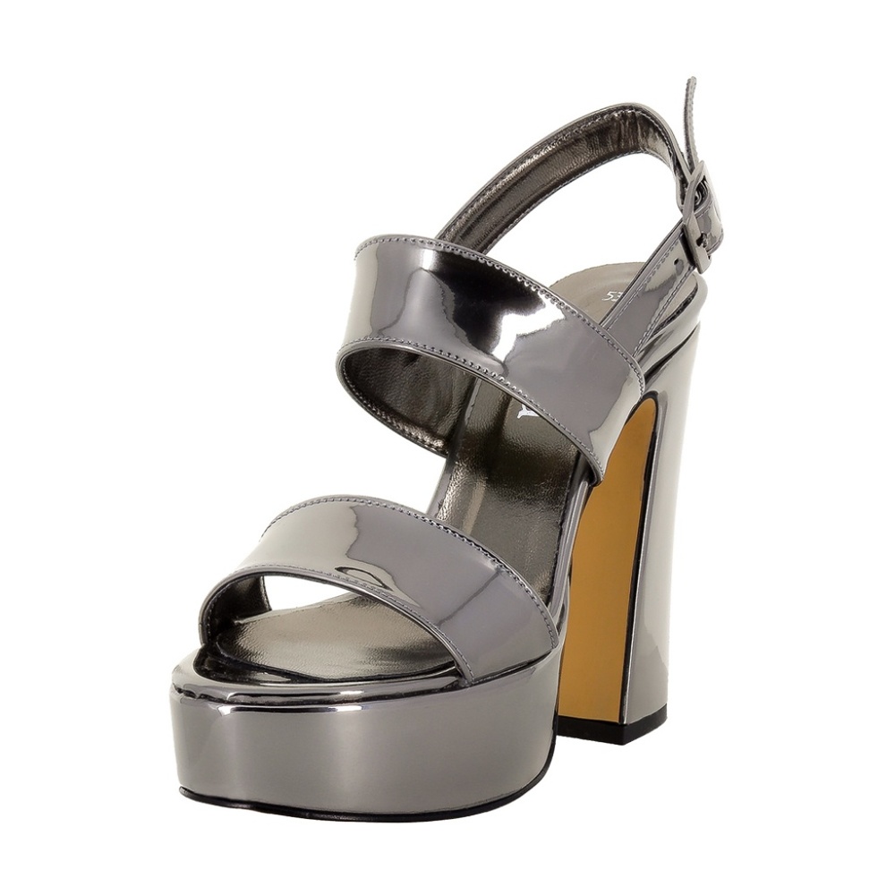 TIRRE Anthracite Metallic Mirror Handmade Heels